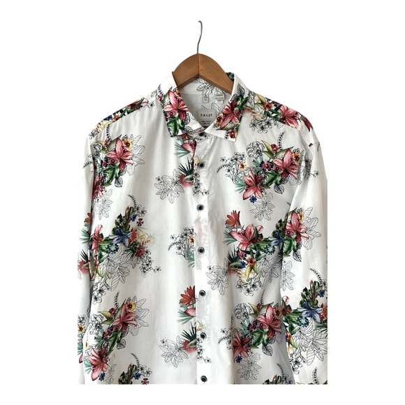 HAUPT Germany Men’s Cotton Floral Button Up Long Sleeve Shirt Size XL 17 1/2 - Picture 16 of 16